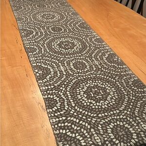 Silver Gray and White mandala pattern Table Runner 16x80”